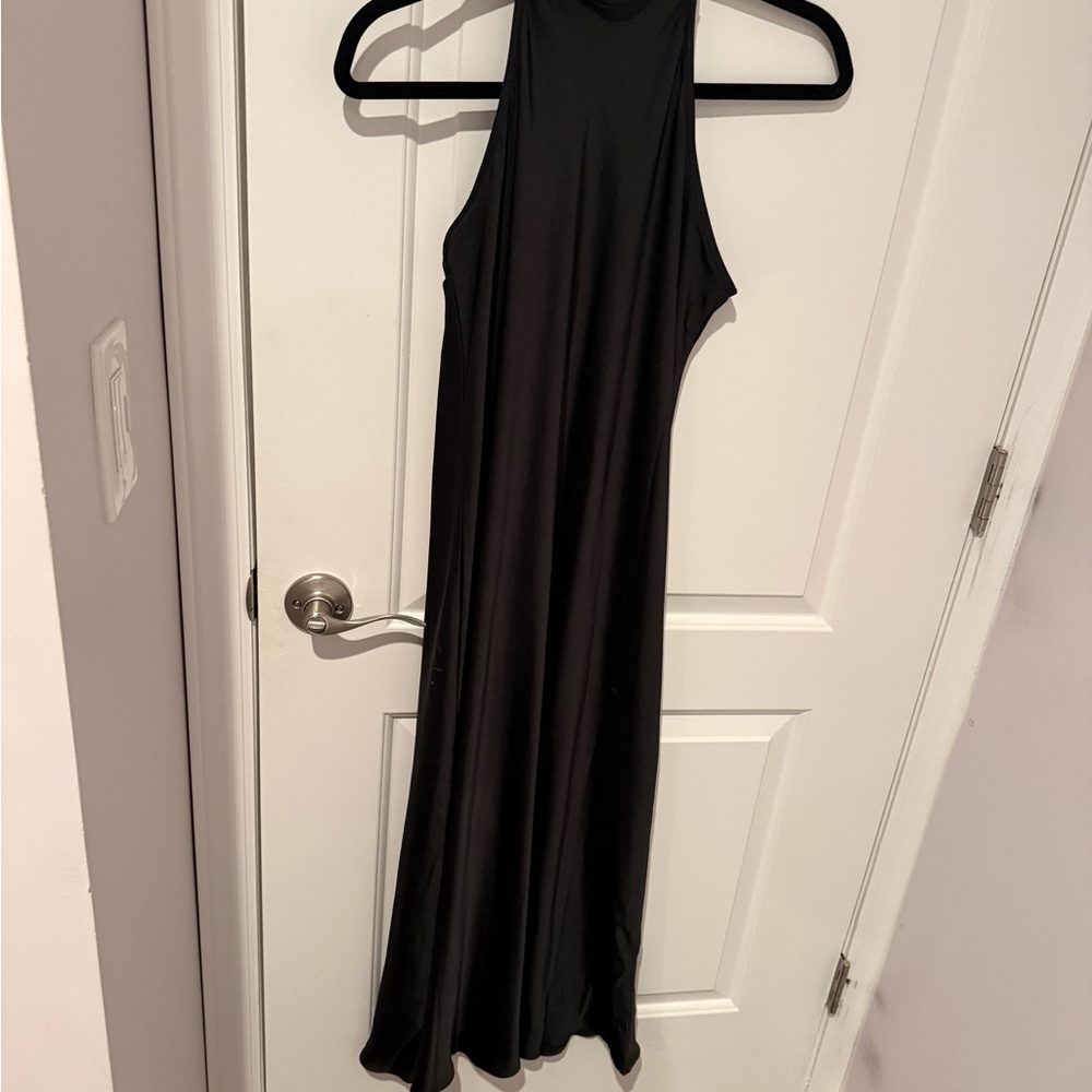Vici Black Sleeveless Midi Dress with High Neck